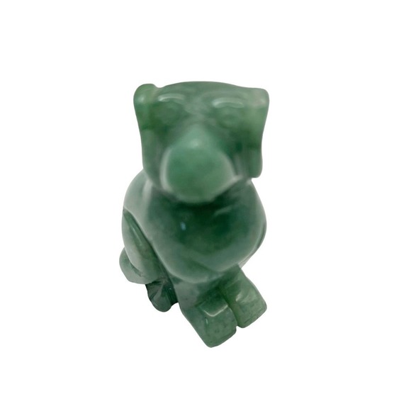 Set of 2 Polished Stone Bear Dog Figurines Sitting Green Mini Size 2 in Tall - Picture 5 of 12